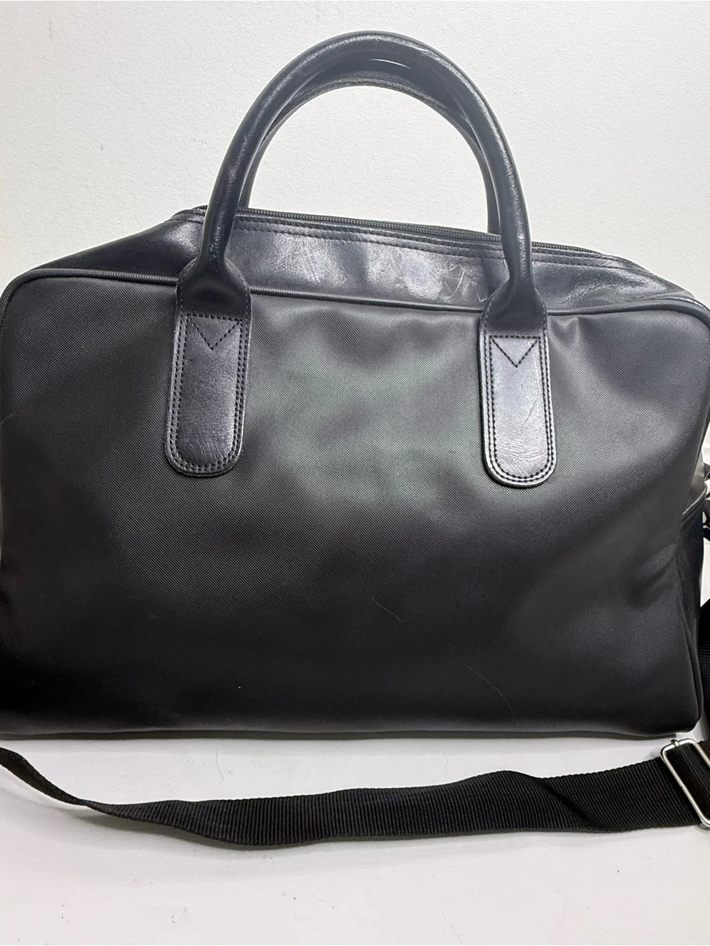 Circa Black Leather Duffel Bag for Men